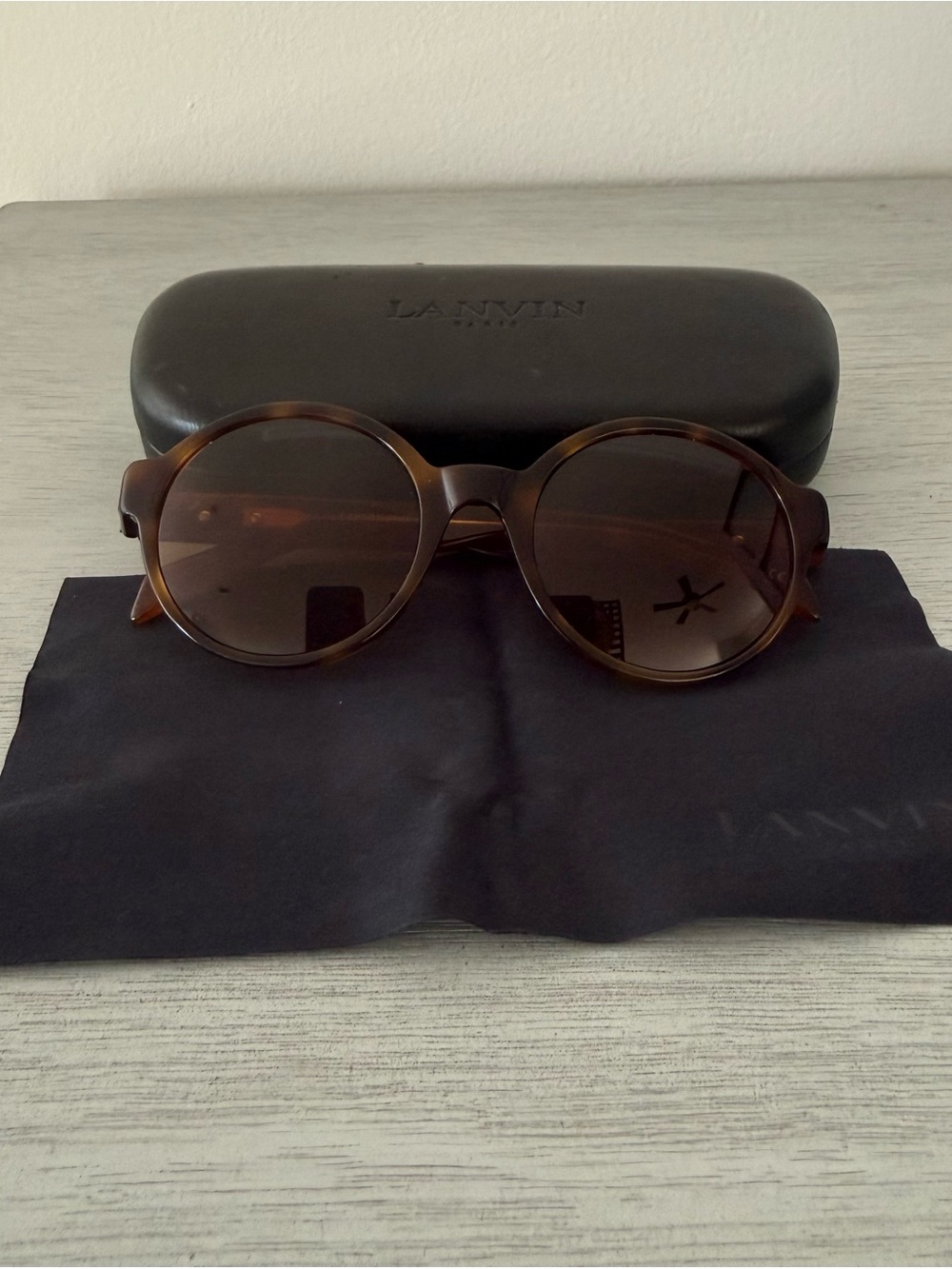 Lanvin Brown Round Acetate Sunglasses with Gradient Lenses